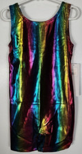 Danskin Girls Size I 6x-7 Rainbow Bright Gymnastic Biketard NWT