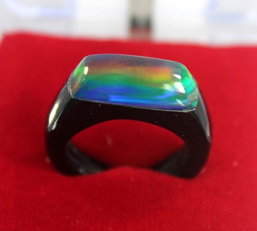 15 mm natürlicher Feueropal auf schwarzem Onyx ausgefallener Statement-Ring für Männer & Frauen - Bild 3 von 6