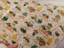 70s Era Cotton Colonial Style Kitchen Design Fabric 2 Yards x 45" W