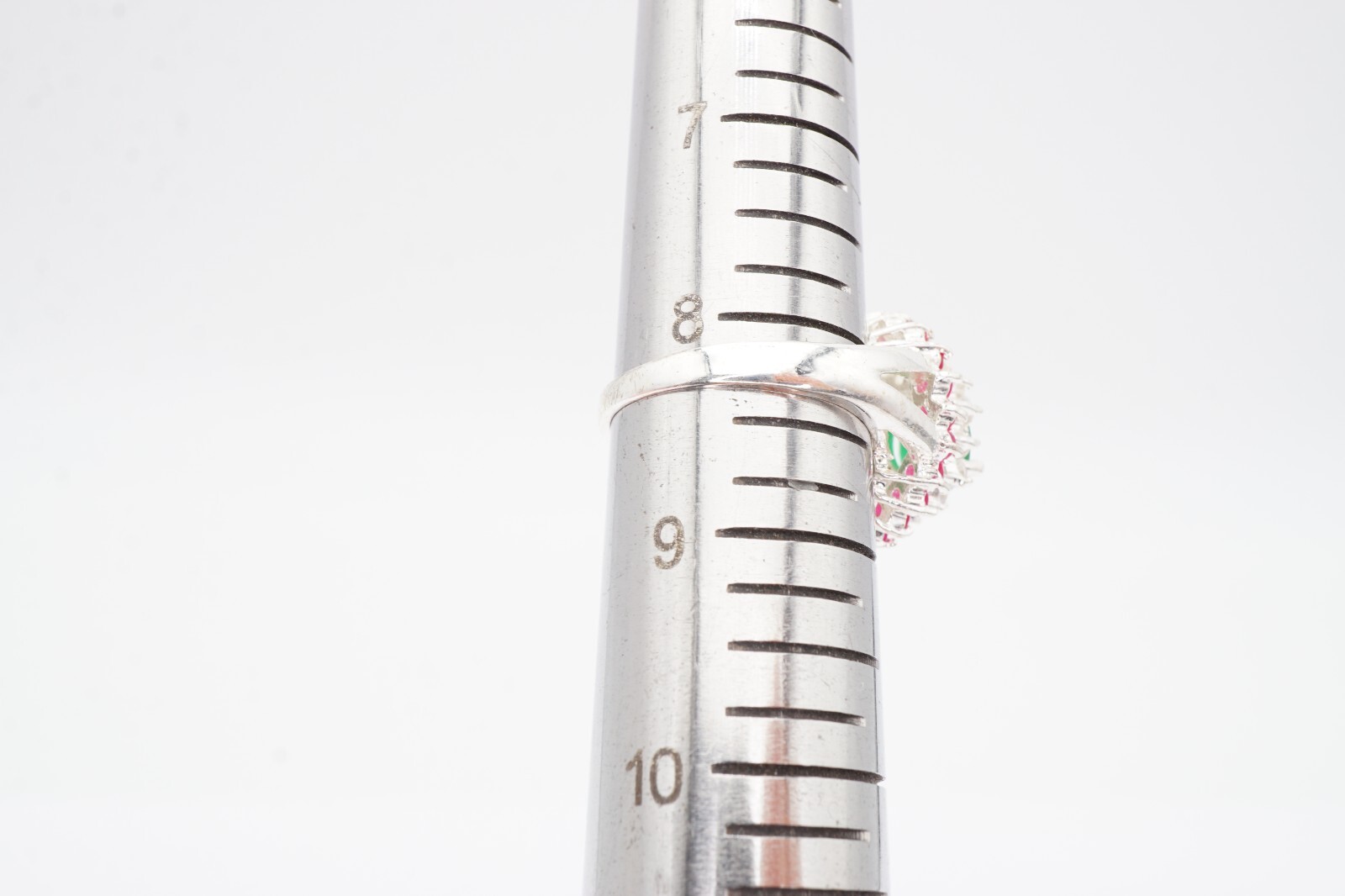 Sterling Silver 925 Emerald Ruby CZ Ring Size 8.25 - image 12