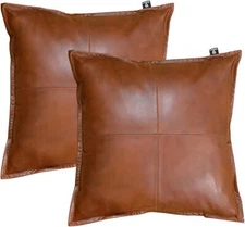 Beige Color Lambskin Genuine Leather Pillow Cover For Home Decore & sofa cusion