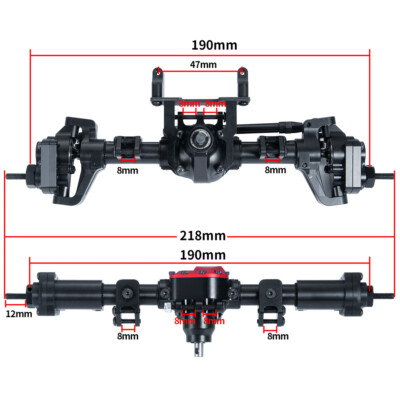 RCBATER Metal Front / Rear Axle for 1/10 Scale RC Axial SCX10 90046 Crawler Part