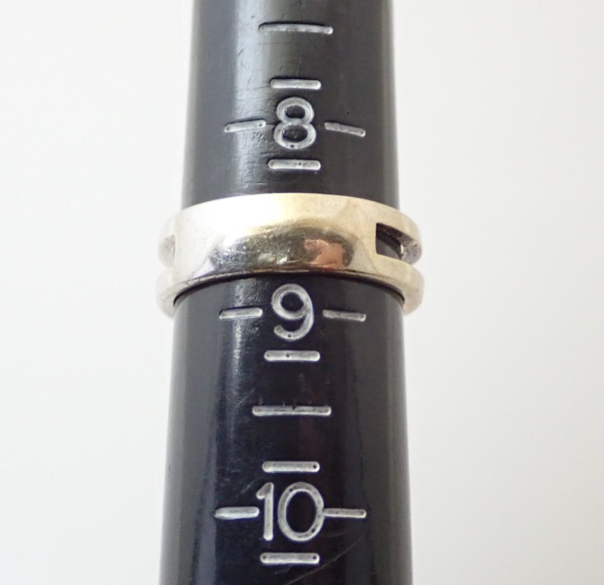 Vintage NF Signed Two Tone Sterling Silver Interlocking Band Ring