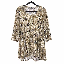 Attitudes by Renee Womens Multicolor Print Swing Tunic Top Stretch Plus Size 1X