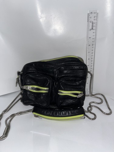 Sac à bandoulière homme Alexander Wang/chaîne/cuir/noir néon jaune - Photo 1/7