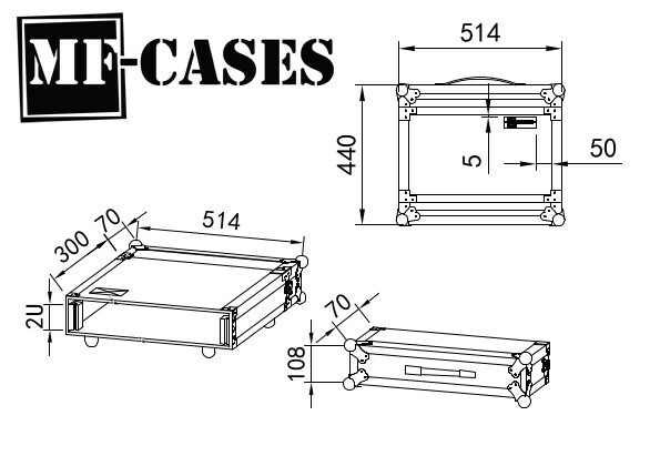 Effektrack 2HE Flightcase – 35 Cm Tief Mit Butterfly-Verschlüssen, Für 19" Geräte
