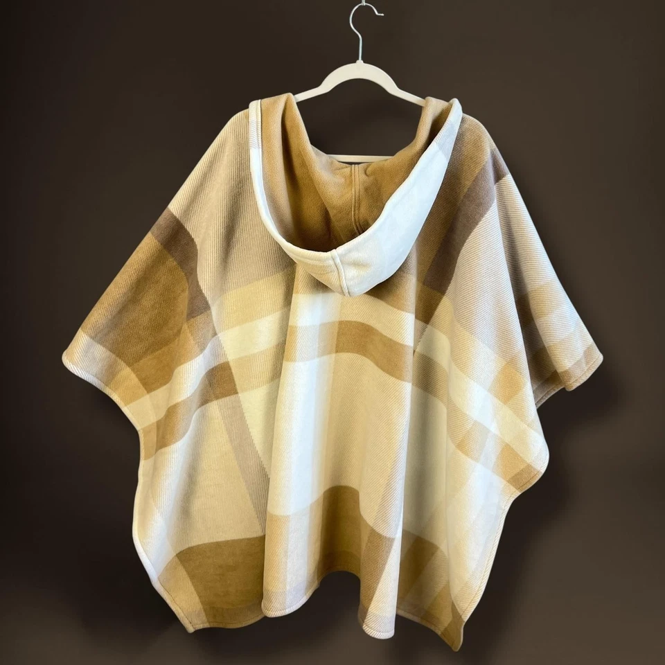 Poncho con capucha Rachel Roy para mujer talla única a cuadros polar capa manta envolvente Foto 4 de 4