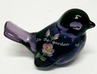 FENTON PURPLE GLASS BIRD IN THE GARDEN OF FRIENDSHIP YOU ARE A ROSE-SIGNED TJ