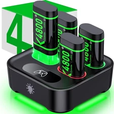 Charger with 4x4800mWh Rechargeable Battery Pack for Xbox One/Xbox Series L 