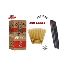 zig zag 1 1/4 size unbleached pre rolled cone(200PK)+raw three tree cone case