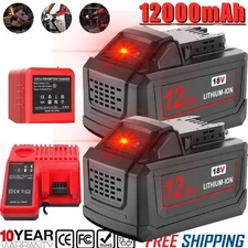 12.0Ah Battery For Milwaukee for M18 Extended Lithium 48-11-1880 Dual Charger