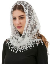 Triangle Lace Veil Mantilla Cathedral Head Covering Chapel Veil for Mass Wedd...