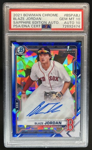 2021 Bowman Sapphire Blaze Jordan Chrome Auto 1st #BSPA-BJ Red Sox PSA 10