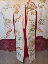 AMAZING JAPANESE WEDDING KIMONO UCHIKAKE SILK HEAVILY EMBROIDERED METALLIC