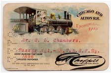 1896 Chicago and Alton Railroad Annual Pass to C. L. Chambers, Pass Agent, ATSF