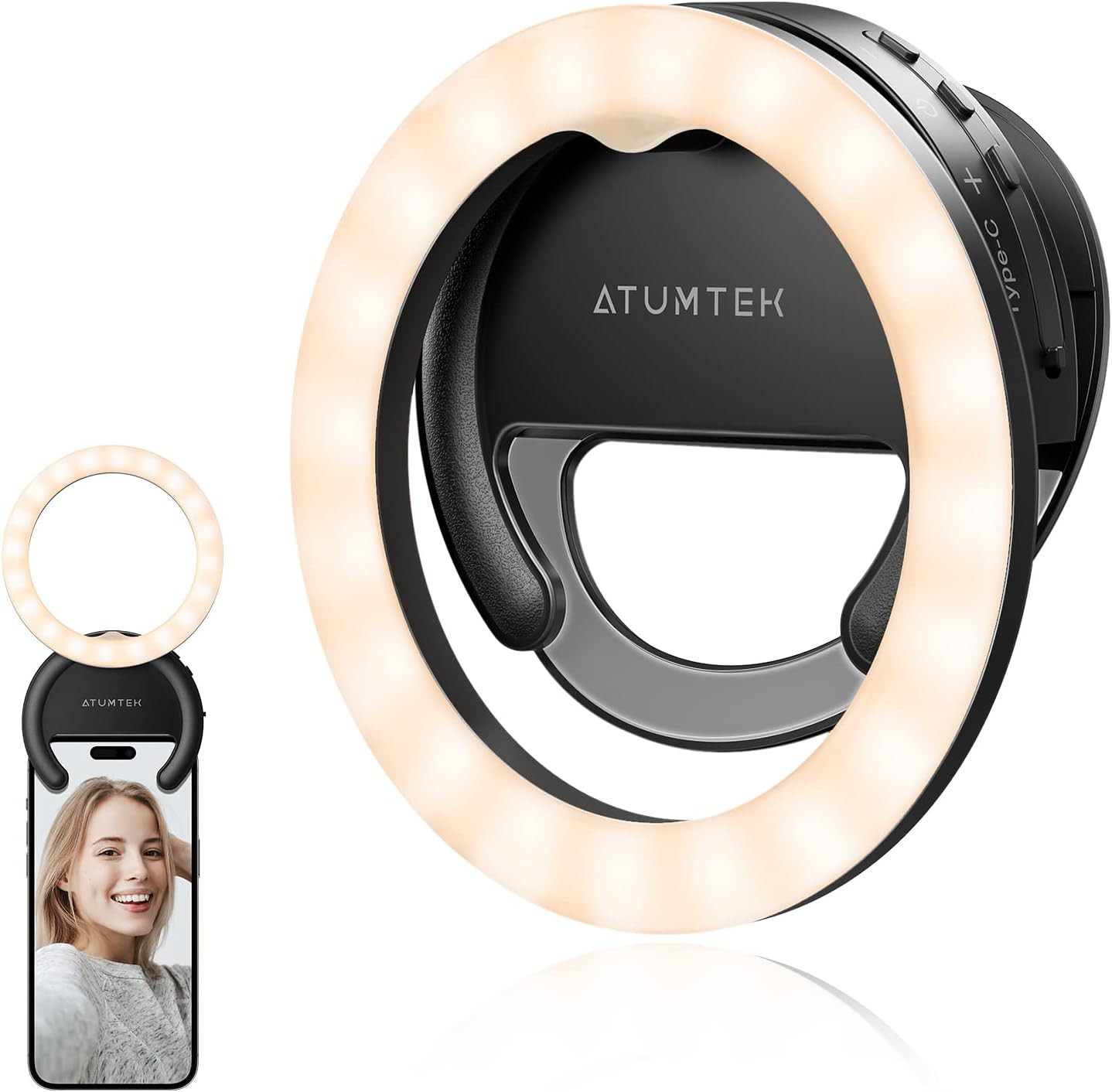 Anello Luminoso per Telefono Selfie Ring Light Ricaricabile a Morsetto 40 LED pe
