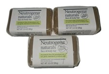 Lot Of 3 Neutrogena Naturals Face  Body Bars Cleanser Avocado Oil Soap 3.5 oz