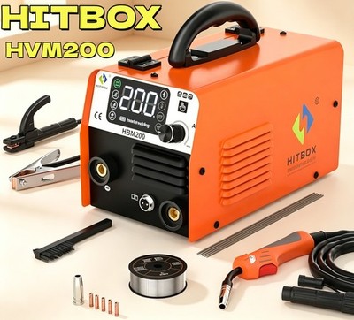 HITBOX HVM200 3IN1 MIG Welder MMA/Gasless MIG Welding Machine IGBT 110V Inverter