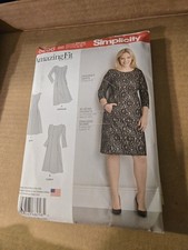 Simplicity 8258 Amazing Fit Dress w/ Pockets Pattern Women's 20W-28W Uncut