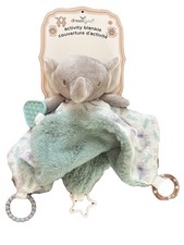 Dream Gro Activity Blankie Elephant Lovey Baby Blanket Soft Plush Green Rattle
