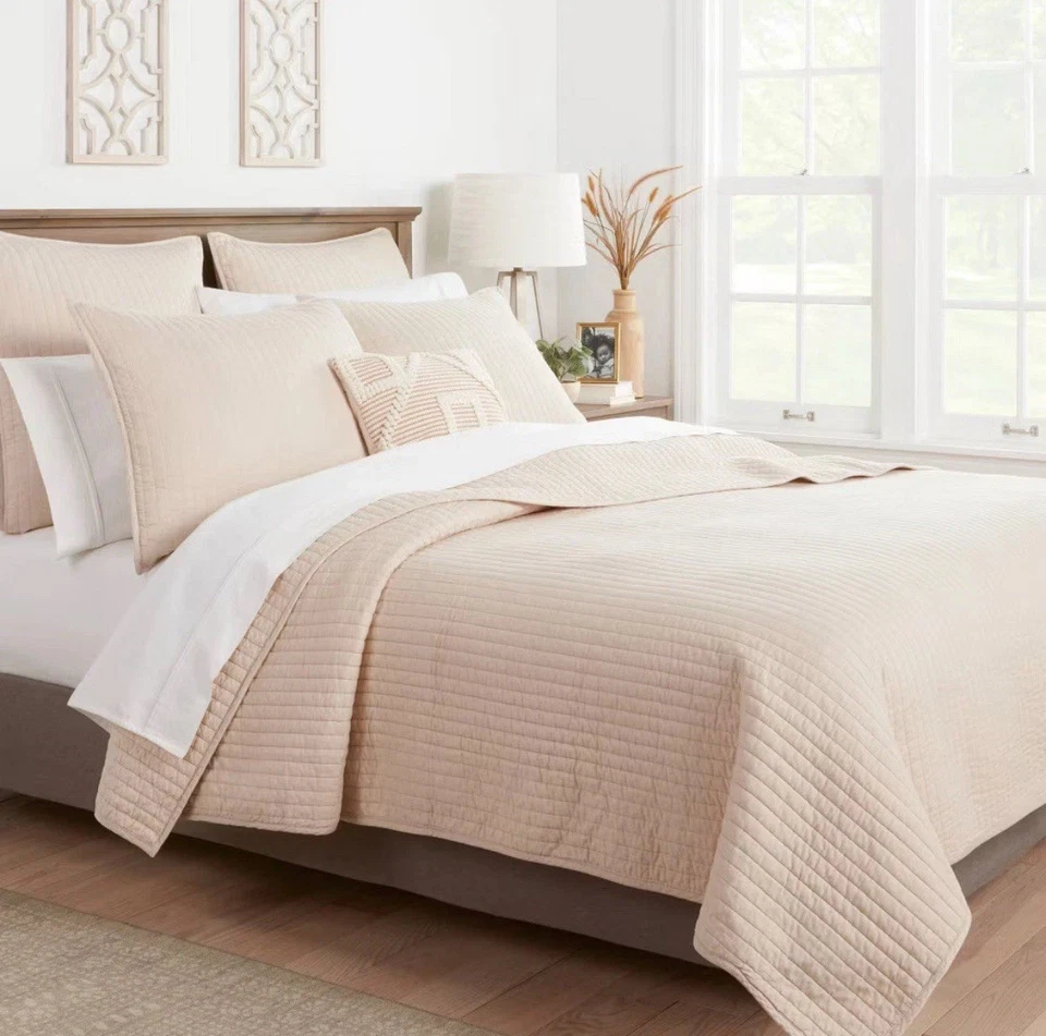 Edredón de satén de algodón lavado completo/queen caqui - Umbral diseñado 2025 nuevo Foto 2 de 4