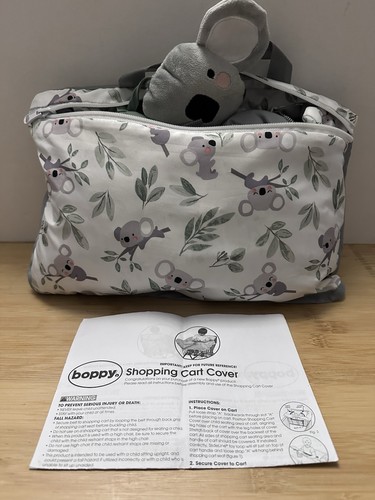 Boppy Shopping Cart & High Chair Cover Koala Print White Gray Green