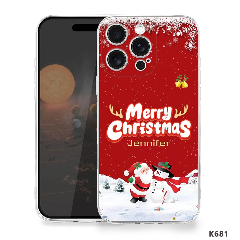 Capa telefone silicone para iPhone 17 Pro 15 16e 14 13 design de Natal capa personalizada - Imagem 3 de 4
