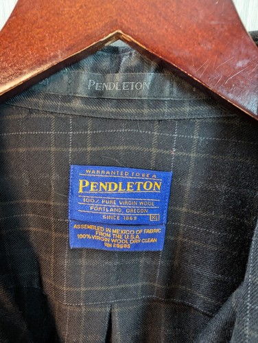 Camisa de lana Pendleton para hombre talla XL 100 % lana virgen franela a cuadros defecto - Imagen 5 de 8