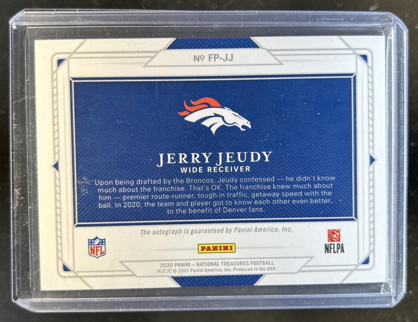 2020 Panini National Treasures Jerry Jeudy Rookie Field Pass RC Auto #/99 view 2