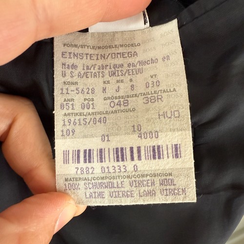 Hugo Boss Suit Mens 38R Black 3 Button 100% Wool Canvas Einstein Omega 33x30 - Picture 11 of 22