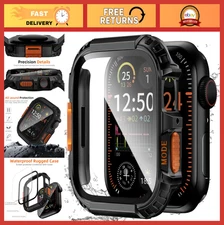 Waterproof 46mm Apple Watch Case w/ Tempered Glass Protector, Durable Bumper