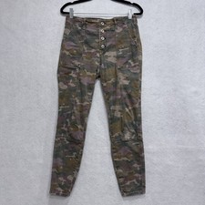 Anthropologie Pilcro Pants Womens 27 Camo High Rise Skinny Button Fly Utility