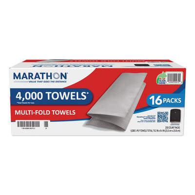Marathon Multi-Fold Paper Towels 1-Ply Refill  250 Count 15 Packs missing 1 pack