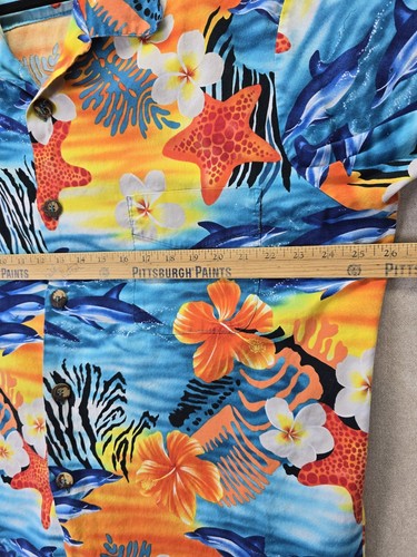 Paradise On A Hanger Herren Vintage Hawaiihemd lebendige bunte Delfine 2xl - Bild 10 von 19