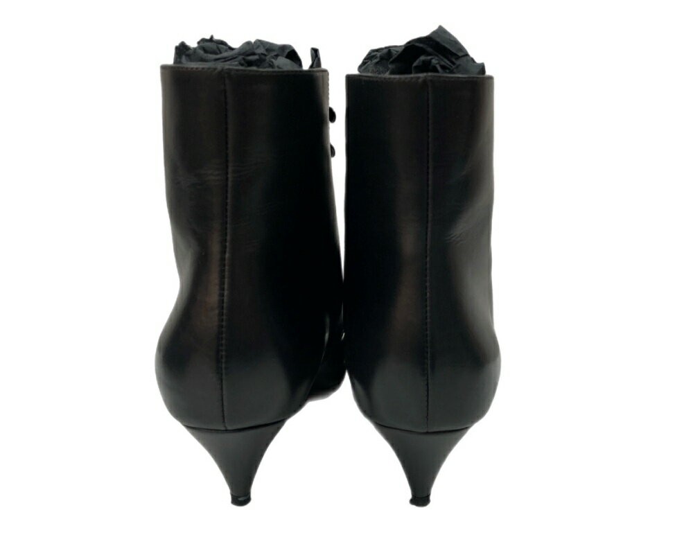 Saint Laurent Short Boots Shoes EU 36.5 US 6.5 Leather Black Authentic thumbnail 3