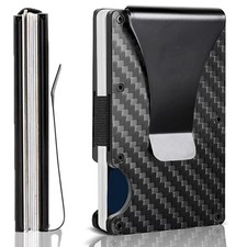 SW Men's Slim Money Clip Carbon Fiber Wallet ID Credit Card Holder