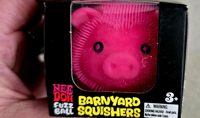 Schylling NeeDoh Fuzz Ball Barnyard Squishers Pink Velvet Squeeze Toy 2025