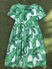 Dolce & Gabbana Kids Girls Banana Leaf Print Green Midi Dress size 9-10 years