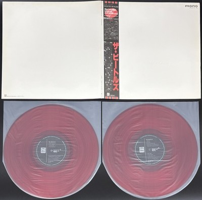 Beatles White Album 2LP Mono Red Vinyl OBI NM w/ Poster Pin-Up Japan EAS-67157
