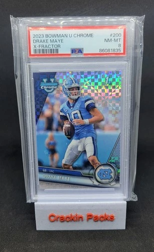 2023 Bowman U Chrome Drake Maye X-fractor Psa 8 North Carolina Tarheels New...