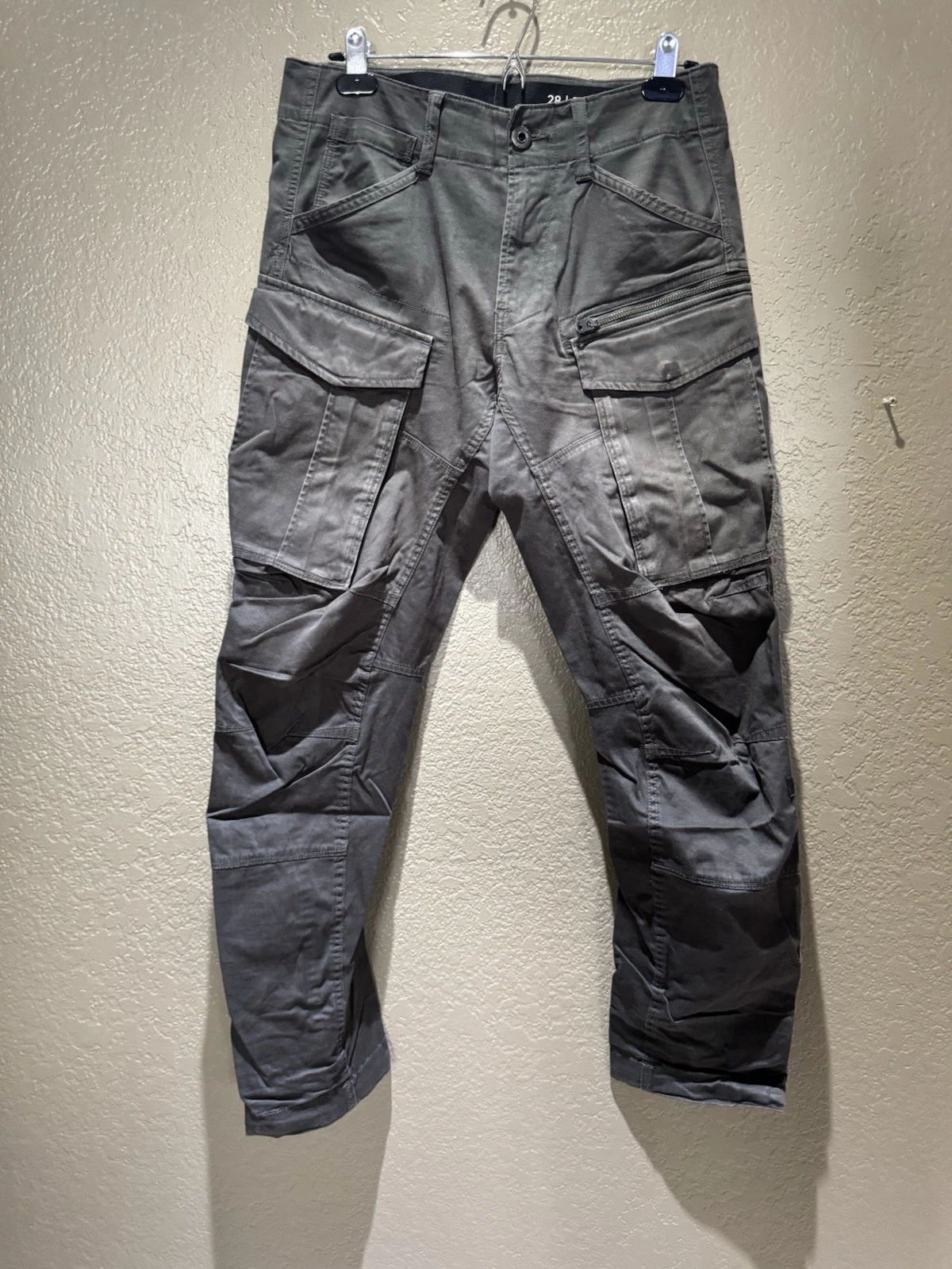 GStar Raw Cargo Pants Cotton Size 28 X 32 Slim Straight Drawstring Zipper Pocket