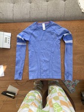 Ivivva Swiftly Long Sleeve Activewear Tee Fly Tech Heathered Blue Size 8 Girls