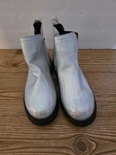 dv dolce vita Girls Silver Ankle Bootie Zip Accent Flat Heel Size 4
