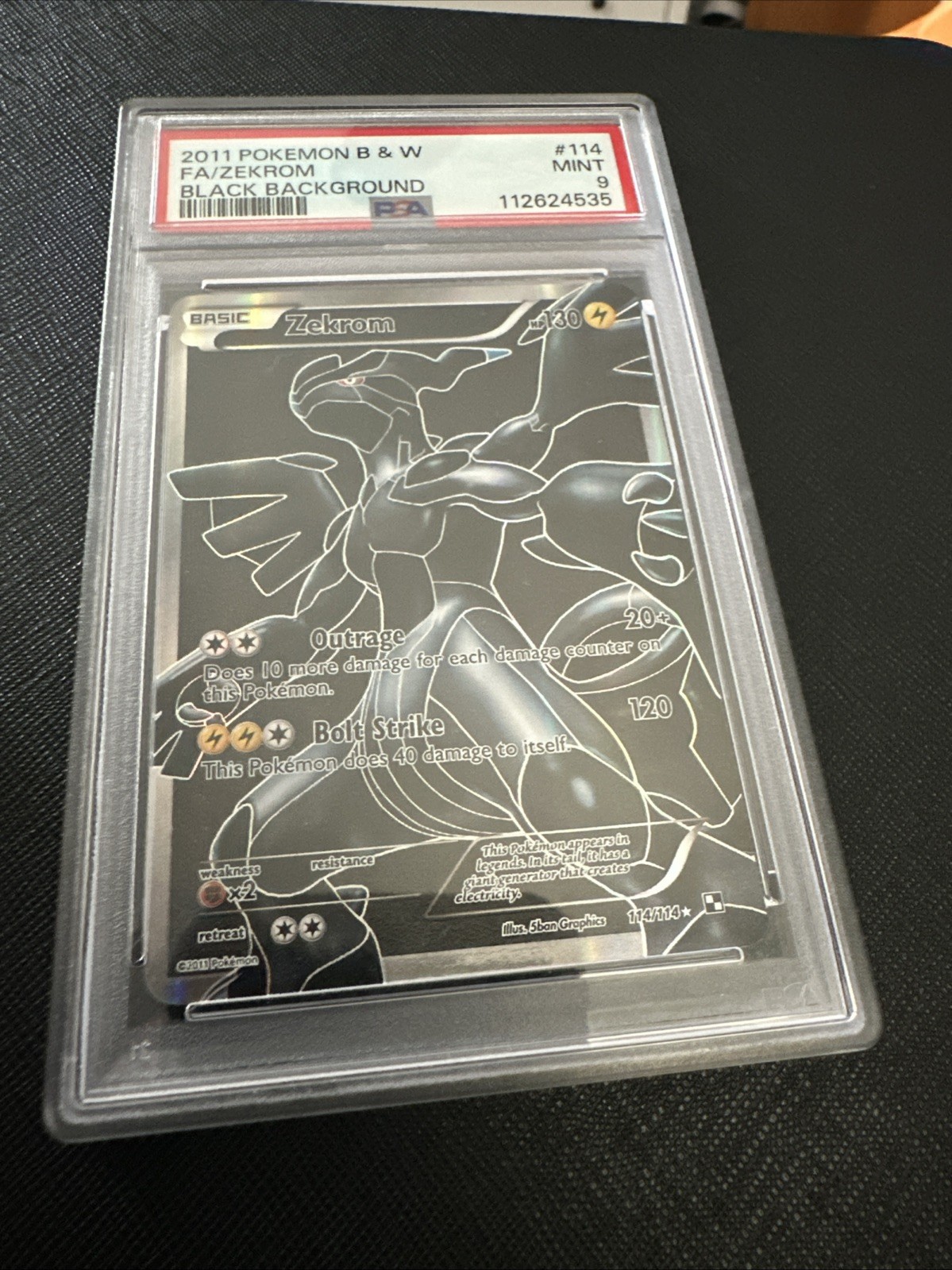 Pokemon 2011 B&W #114 Zekrom Full Art Card PSA 9