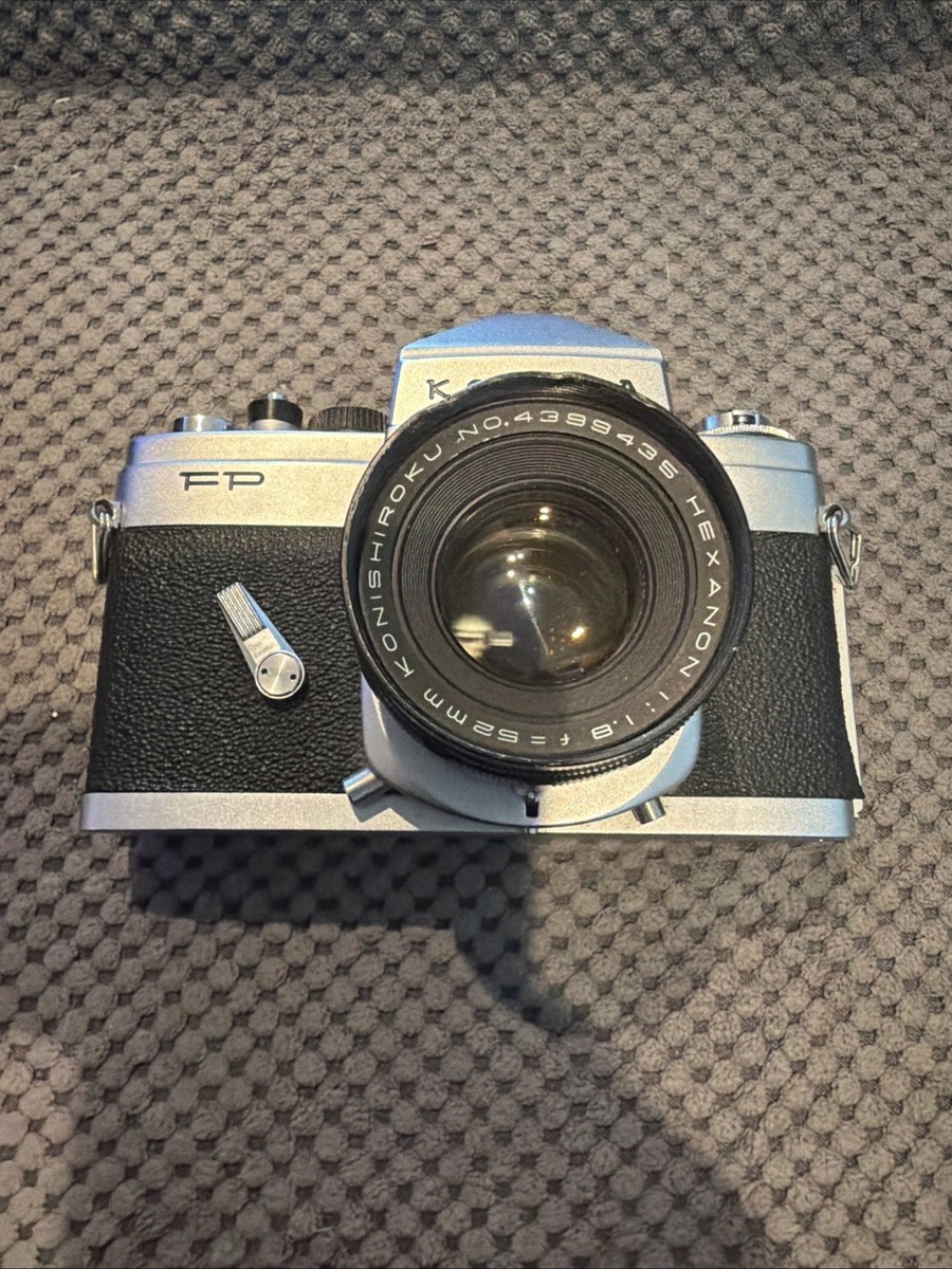 Konica FP Silver SLR Film Camera Hexanon 52mm F/1.8 Lens From