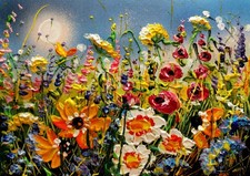 QUADRO ACRILICO ORIGINALE SENZA CORNICE formato A4, A. KALUZNA, Primavera