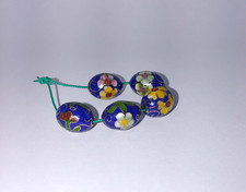5 Vintage oval Cloisonne Beads 15x11mm