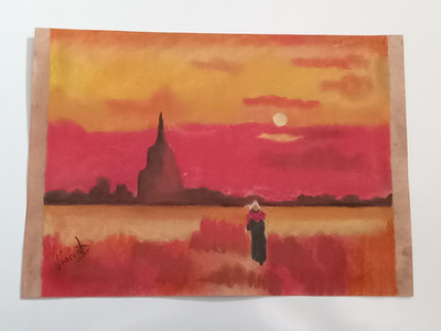 Vincent Van Gogh Drawing on paper (Handmade) signed and stamped mixed media.