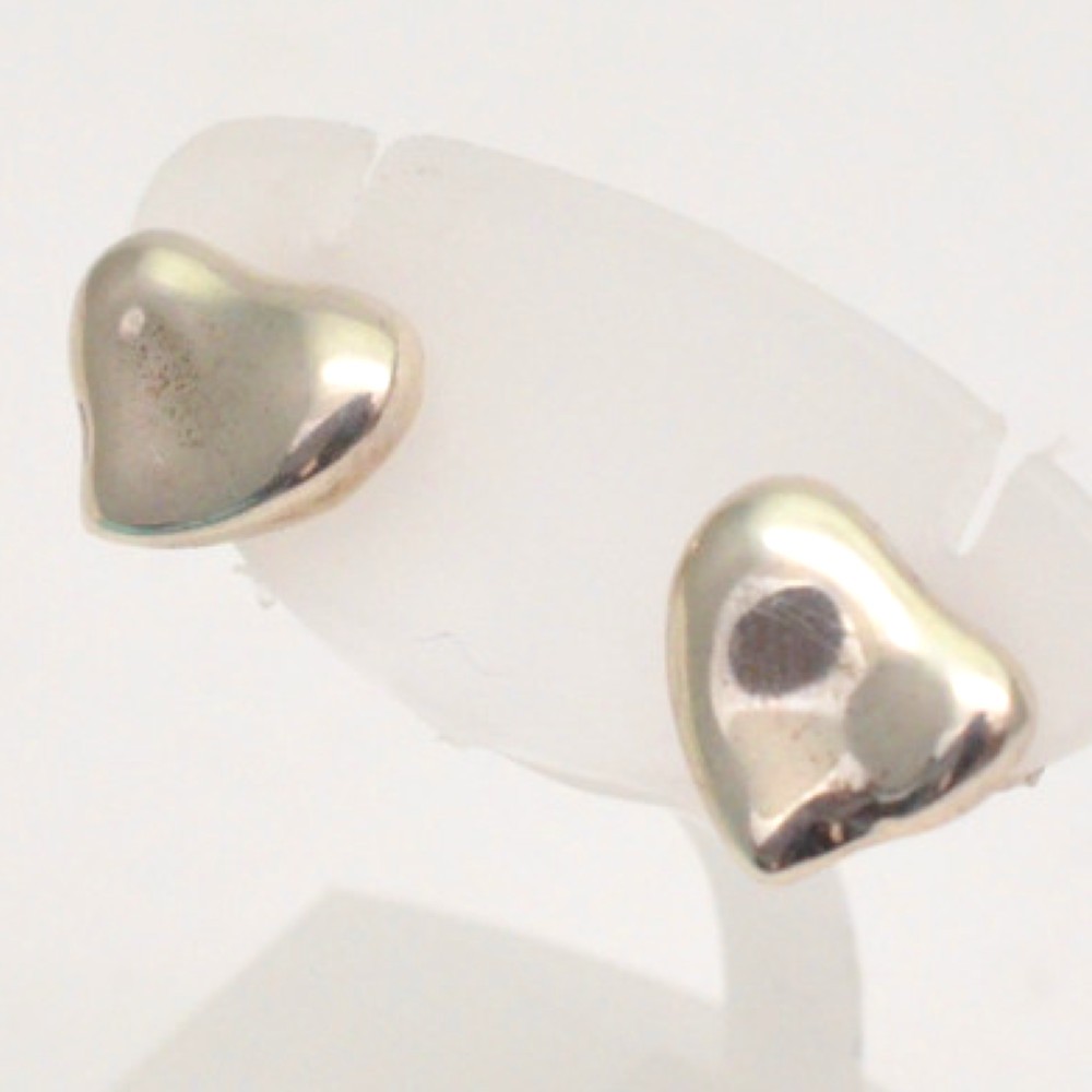 Tiffany & Co Sterling Silver Full Heart Earrings 1.9g Jewelry Accessory