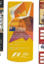2015 Max Verstappen F1 Debut Full Pass Ticket Stub Australian Grand Prix Formula